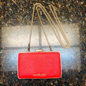 Michael Kors Hard Shell Clutch Red